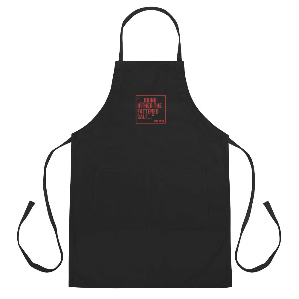 "...bring hither the fattened calf..." - embroidered apron